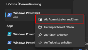 Windows PowerShell als Administrator ausführen