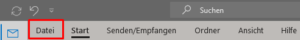 Menüpunkt Datei in Outlook