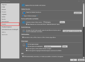 Outlook Menüpunkt Erweitert